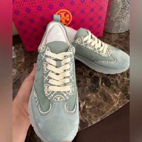 New Tory Burch T MONOGRAM GOOD LUCK TRAINER shoes - Picture 12 of 12